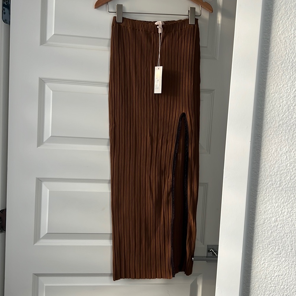 Rebecca Taylor Chocolate Brown Maxi Skirt with Slit S
